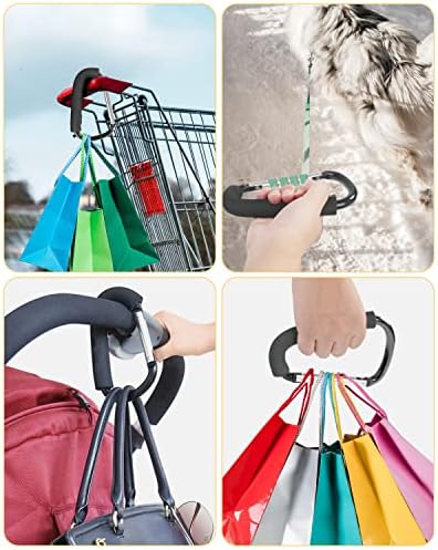 Stroller Hooks, 6.3" Large Stroller Clip, 2 Pack Stroller Hooks for Hanging Bags and Shopping, Stroller Accessories for Mommy, Large Carabiner - Image 5