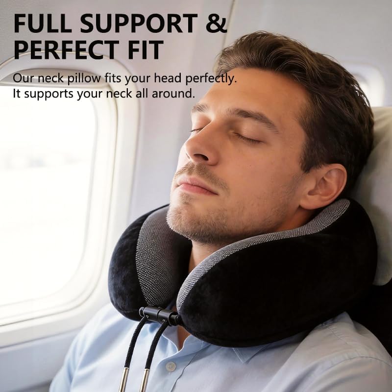 Neck Pillow for Traveling Memory Foam Travel Pillows for Airplanes Head & Neck Support Flight Headrest Sleep - Image 2