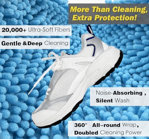 Shoe Washing Machine Bag,Laundry Shoe Bag for Washer and Dryer,Reusable Shoe Cleaning Bag for Sneakers,Tennis Shoes,With Self-locking Zipper, Microfiber Inside,Include Shoe Bag (Pro Blue - 2 Pack) - Image 2