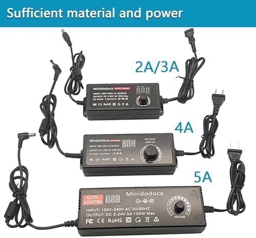 72W Power Supply Adjustable DC 3V ~ 36V Variable Universal Switching AC/DC Adapter Minidodoca AC to DC Converter with LED Voltage Display and 13 Tips, for 3V to 36V Household Electronics - 2000mA Max - Image 6