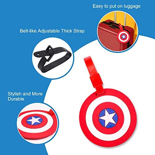 4 Pcs Set Comic Superhero Head Silicone Travel Luggage Baggage Identification Labels ID Tag for Bag Suitcase Plane Cruise Ships with Belt Strap - Image 3