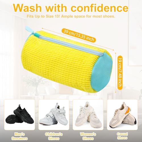 Shoe Washing Machine Bag – Reusable Laundry Shoe Bag for Sneakers, Running Shoes & White Shoes, Helps Protect Against Deformation, Scratches & Washer Damage(Yellow 2pcs) - Image 4