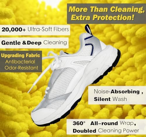 Shoe Washing Machine Bag,Laundry Shoe Bag for Washer and Dryer,Reusable Shoe Cleaning Bag for Sneakers,Tennis Shoes,With Self-locking Zipper, Microfiber Inside,Include Shoe Bag (Pro Yellow - 1 Pack) - Image 2