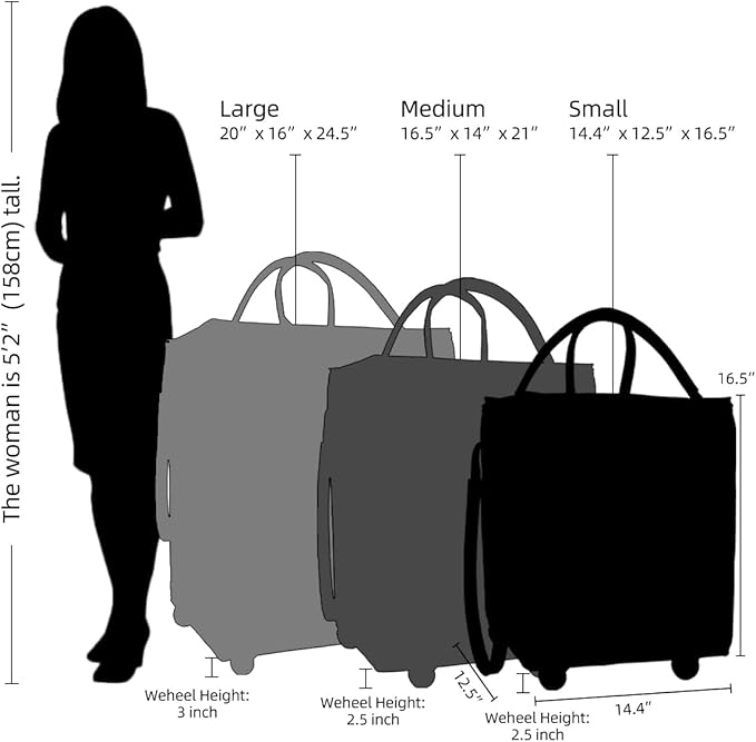 Reusable Grocery Bag on Wheels, Rolling Shopping Bags with Wheels and Handle, Folding Rolling Tote Trolley, Zipper Cover, Carries Up to 22 LBS, Easy Transportation (Small, Phantom Pink)