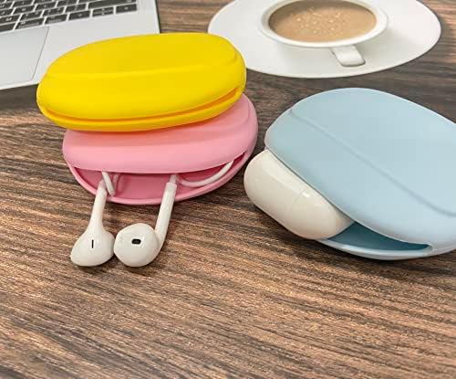 Silicone Headphone Organizer - Data Cable Storage Case - Mini Key Box - Portable Wired Headset Storage Bag (Yellow-Pink-Blue-3PCS) - Image 7
