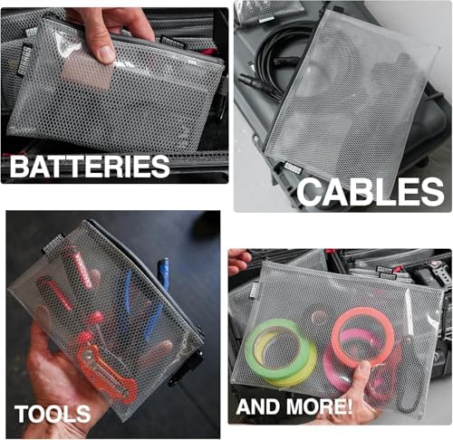 GOBAGS Air Production Large Clear Zipper Pouch (4‑Pack) – Cable Organizer & Travel Gear Bag for Electronics, Camera Accessories, Tool Pouch & Small Tech Storage - Image 4