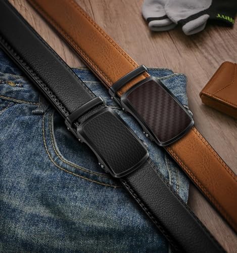 BULLIANT Men's Ratchet Leather Belt Trimmable 2Pack 1 3/8"-Gift Boxed - Image 2