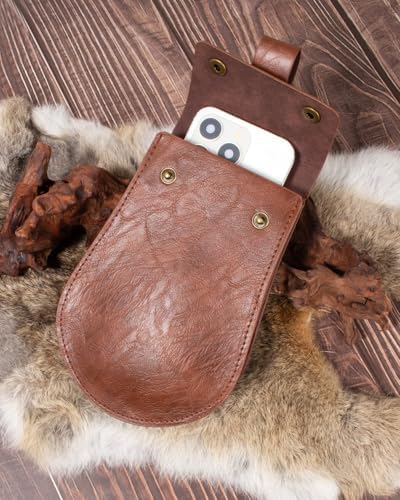 Leather Belt Pouch Medieval Vintage Renaissance Viking LARP Cosplay Costumes Drawstring Coin Purse Phone Holder Waist Bag (Half-Brown) - Image 2