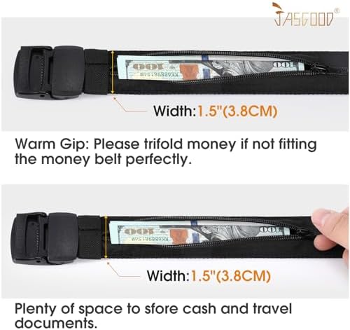 Travel Security Money Belt with Hidden Money Pocket - Cashsafe Anti-Theft Wallet Unisex Nickel free Nylon Belt by JASGOOD - Image 4
