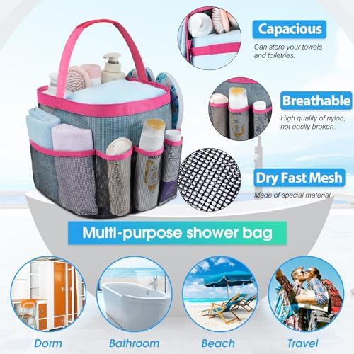 Mesh Shower Caddy Portable - 9 Pockets for College Dorm Room Essential - Image 2