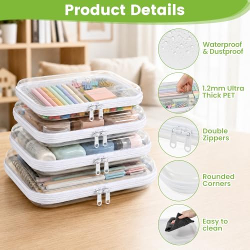 2-Pack Clear Hard Shell Zipper Case With Lids - Image 2