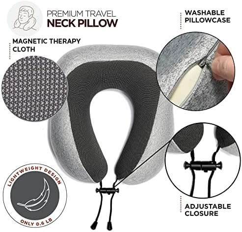 Homeify Airplane Travel Kit – Adjustable Memory Foam Airplane Neck Pillow with Phone Holder, Eye Mask, Foot Hammock, and Earplugs – 6 Piece Plane Travel Essentials for Long Flights - Image 3