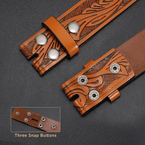 2 Pack Western Belt Strap for Men Women Cowboy Leather Belt for Buckle - Image 3