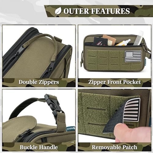 PAVILIA Tactical Toiletry Bag Men, Water Resistant Molle Military, Olive - Image 4