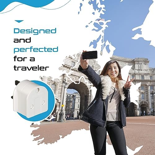 Ceptics GP-SA-UK South Africa to UK Grounded Plug Adapter (250V - Max 13A), White - Image 7