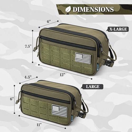 PAVILIA Tactical Toiletry Bag Men, Water Resistant Molle Military, Olive - Image 6