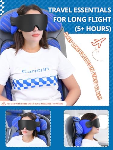 SARISUN Travel Pillow for Airplanes Sleep, Seat Strap for Stable Support - Image 2