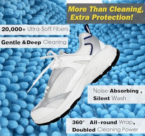 Shoe Washing Machine Bag,Laundry Shoe Bag for Washer and Dryer,Reusable Shoe Cleaning Bag for Sneakers,Tennis Shoes,With Self-locking Zipper, Microfiber Inside,Include Shoe Bag (Lite Blue - 1 Pack) - Image 2