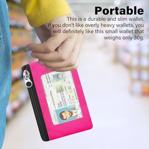 Minimalist RFID Blocking Wallet with Lanyard, Functional ID Case with 2 Zipper Pockets and Key Chain for Men and Women, Tactical Badge Pouch Cards Holder, Coin Purse for Travel Sports-Rose - Image 6