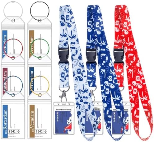 Holland America Luggage Tag Holders with Lanyard, Waterproof Cruise Luggage Tag Holder with Lanyards and Ship Card Holder for Holland America & Carnival Lines (6 Holders+3 Lanyard) by Unknown