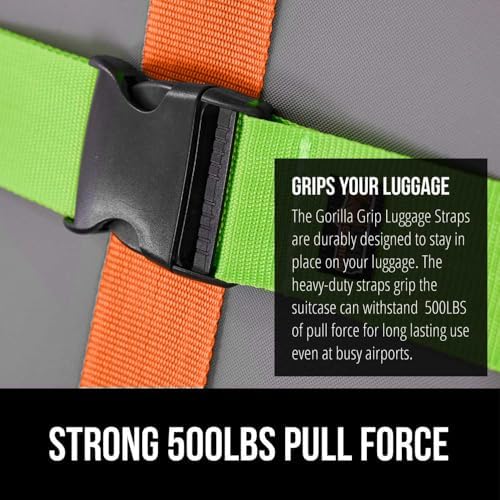 GORILLA GRIP Heavy Duty Luggage Straps for Suitcase, 8 Pack, Multicolor - Image 3