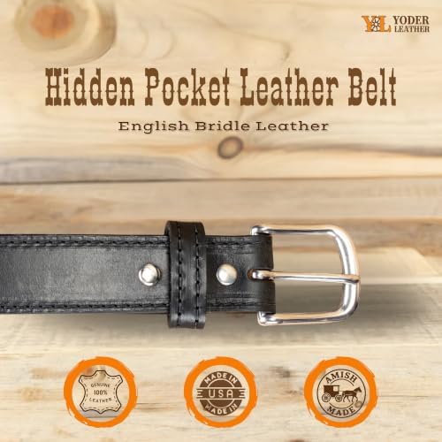 Hidden Money Belt for Travel for Men, Genuine Leather Belt with Hidden Zipper Pocket & Secret Storage - Image 2