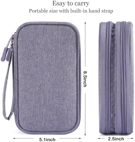 CAAORDKSO Travel Electronic Organizer Pouch Bag, Waterproof Portable Electronic Accessories Storage Multifunctional Case for USB, Cable, Cord, Charger, Phone, Power Bank, Earphone (Purple, Large) - Image 2