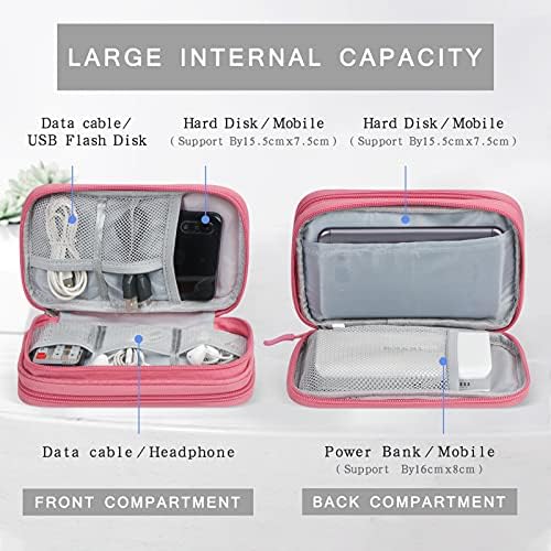 Skycase Electronic Organizer Travel Case - Waterproof Travel Cord Pouches for Organization, Cable Organizer, All-in-One Double Layers Storage Bag for Accessories, Charger, Cable, Pink - Medium - Image 3