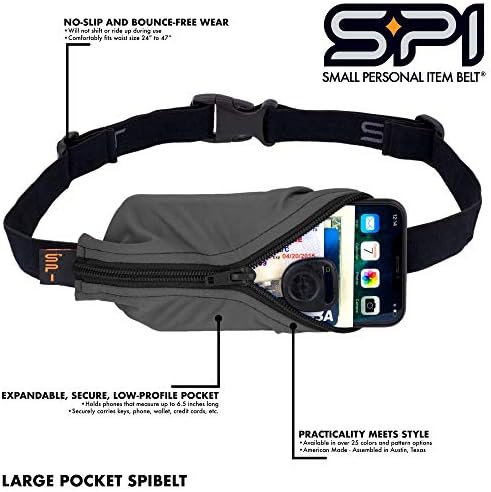 SPIbelt Running Belt Original for Women Men, Phone Holder for Running, Running Fanny Pack, Holder for Phone, Running Waist Pack, Adjustable Waist, [Fits All Phones]. Black with Turquoise Zipper - Image 3