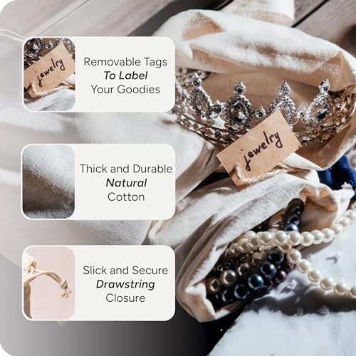 LEAFICO Reusable Cotton Bags - X-Small 3x4 25 Pack - Cloth Gift Bags with Drawstrings for Jewelry, Home Supplies, Makeup,DIY, Wedding, Party Favors - Muslin Fabric Pouches - Image 3