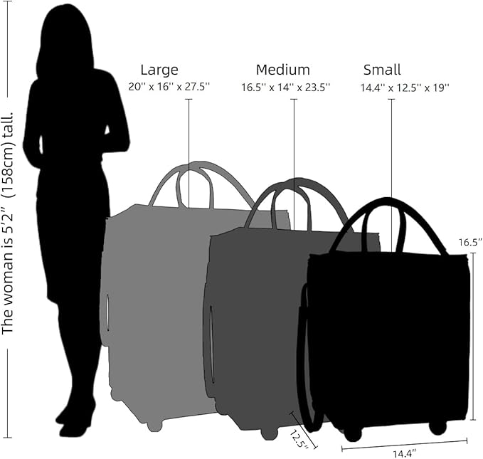 (Large, Dk Blue) Reusable Grocery Bag on Wheels, Shopping Bags with Wheels and Handle, Folding Rolling Tote, Zipper Cover, Carries Up to 76 LBS, for Laundry, Picnic