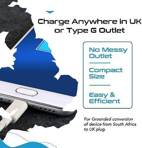 Ceptics GP-SA-UK South Africa to UK Grounded Plug Adapter (250V - Max 13A), White - Image 6