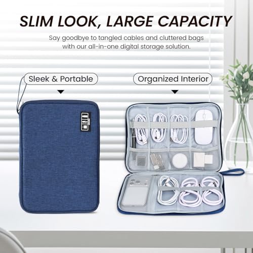 Large Electronics Organizer Travel Case, Slim Tech Accessories Bag - Image 5