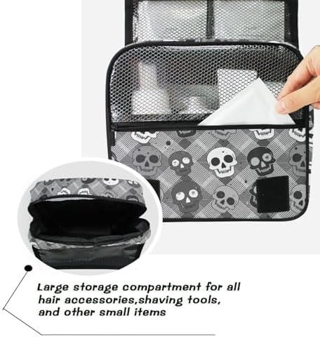 MNSRUU Hanging Toiletry Bag Striped Gothic Skull Makeup Travel bag for Toiletries Portable Toiletry Organizer Bags Clear Toiletry Cosmetic Kit - Image 5