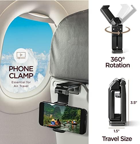 Homeify Airplane Travel Kit – Adjustable Memory Foam Airplane Neck Pillow with Phone Holder, Eye Mask, Foot Hammock, and Earplugs – 6 Piece Plane Travel Essentials for Long Flights - Image 5