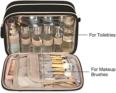 BAGSMART Toiletry Bag for Women, Medium Water-resistant, Black - Image 3
