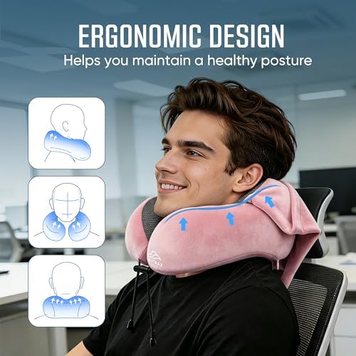 SkytraxComf® Travel Neck Pillow with Hood for Privacy on Long Flights - Image 3