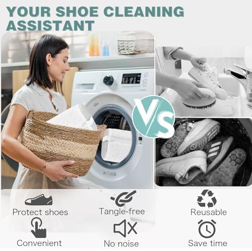 Shoe Washing Machine Bag,Laundry Shoe Bag for Washer and Dryer,Reusable Shoe Cleaning Bag for Sneakers,Tennis Shoes,With Self-locking Zipper, Microfiber Inside,Include Shoe Bag (Pro White - 2 Pack) - Image 4