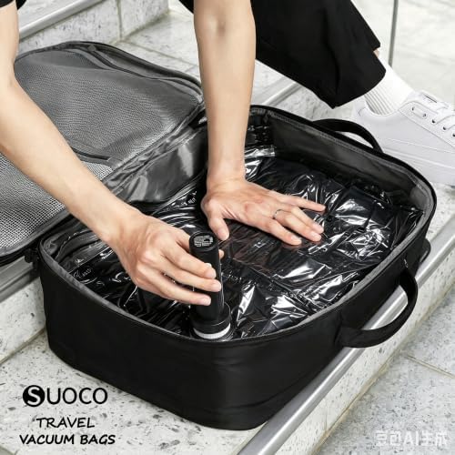Travel Vacuum Bags for Clothing with Cordless Pump 21 Combo, Black - Image 5