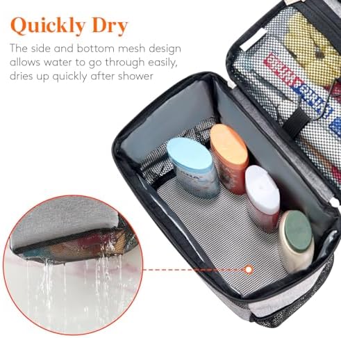 Lifewit Shower Bag Mesh Shower Caddy Portable College Dorm Room Essentials Tote Bag for Bathroom, Gym, Travel, Camping Quick Dry Hanging Shower Organizer Basket Toiletry Bag, Large, Grey - Image 5