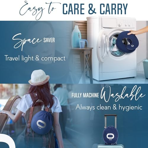 BCOZZY Organic Cotton Double Support Neck Pillow for Travel - 3 Ergonomic Positions for Head, Neck, and Chin Comfort - Ideal for Sleeping Upright on Flights, Cars, and at Home – Large, Navy - Image 6