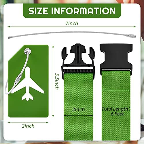 Weewooday 8 Pcs Luggage Straps Tag Set, Green, Airplane - Image 2