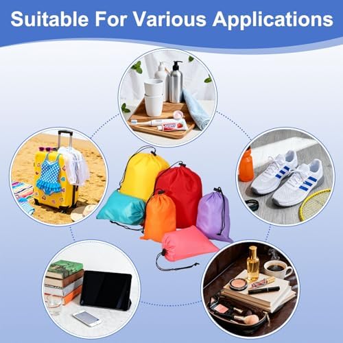 Drawstring Bag with Toggle, Stuff Sack String Waterproof Travel Storage Bags Cinch Stuff Pouch -Fitting for (Gym/Traveling/Hiking/Yoga/Office/Shoes) 12 x 10 & 4 Pack & Sky Blue - Image 5