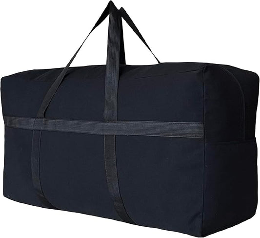 YiKitHom Extra Large Storage Canvas Duffle Bag with Zippers and Handles, Big Foldable Duffle Bag for Travel 60L