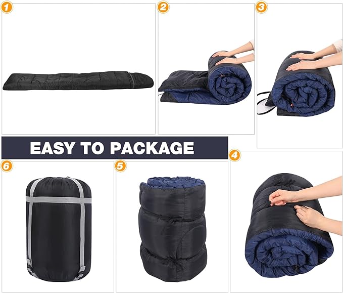 REDCAMP Flannel Sleeping Bag for Adults, Comfortable Cotton Envelope Sleeping Bags for Camping, Backpacking, Hiking, with Detachable Hood&Compression Sack, Blue/Red/Grey/Black