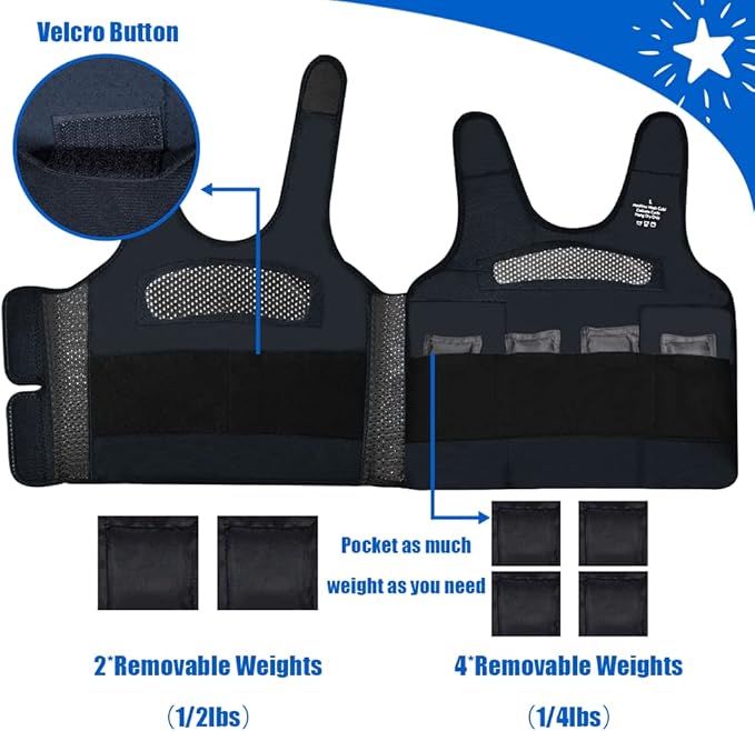 Compression Vest for Kids (Small, Ages 2 to 4) Weighted Vest for Kids Including 6 Removable Weights Navy Blue