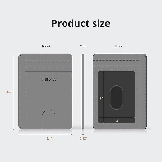 Buffway Slim Minimalist Front Pocket RFID Blocking Leather Wallets for Men and Women - Alaska Blue - Image 8