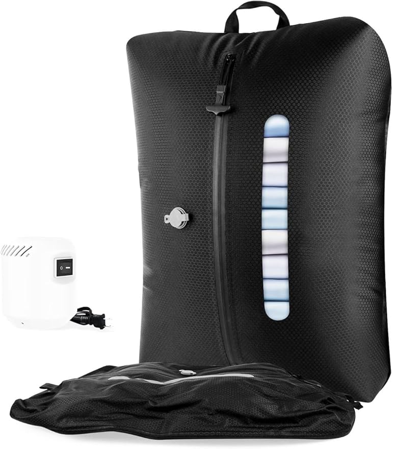 AIDONS Vacuum Seal Bags for Clothing Travel - Reusable Vacuum Compression Bags for Storage Clothes & Blankets, Fits Carry-On, Backpack, Suitcase & Home(Black 1PC+Pump)