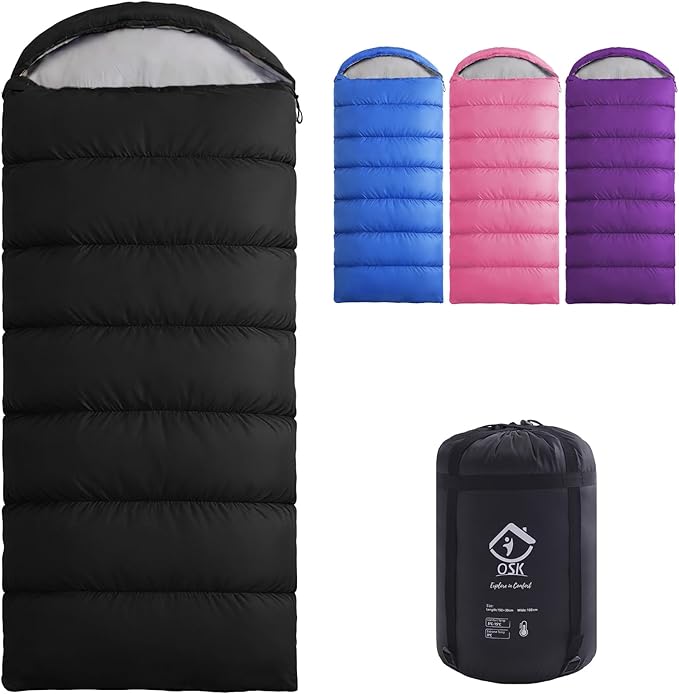 XXL Sleeping Bag for Adults Lightweight 41-59℉, 3-4 Season Waterproof Camping Sleeping Bag with Compression Sack for Backpacking Hiking
