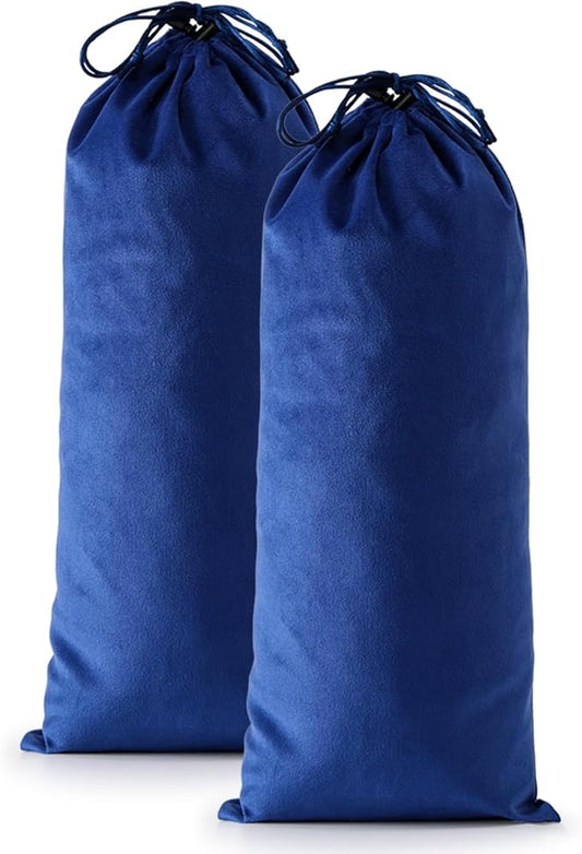 2 Pcs Single Shoe Bags for Travel, 17.3"x8.6" Washable Travel Shoe Bags for Packing in Suitcase, Velvet Dust Bag with Drawstring, Shoe Pouch for Women and Men, Travel and Home Storage(Palace Blue)